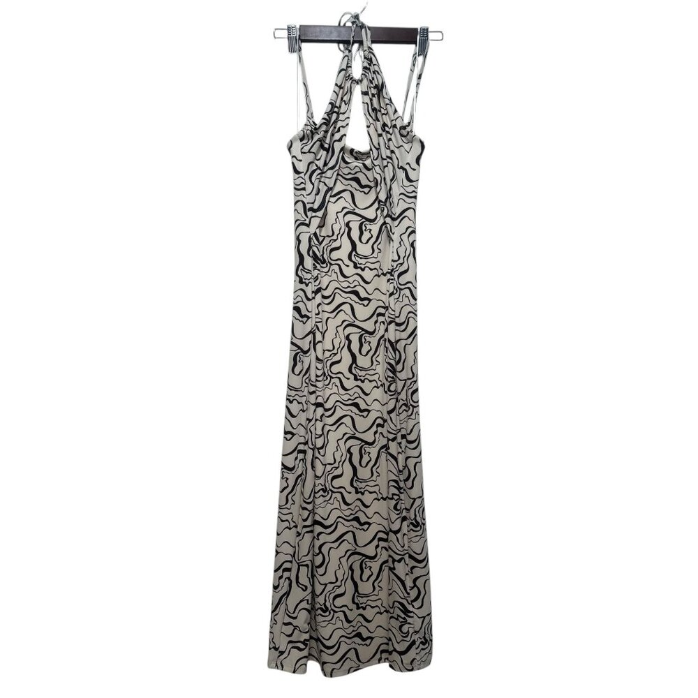Abercrombie Halter Y2K Psychedelic Midi Dress Large Bodycon Retro Classic Stretc - Picture 3 of 16